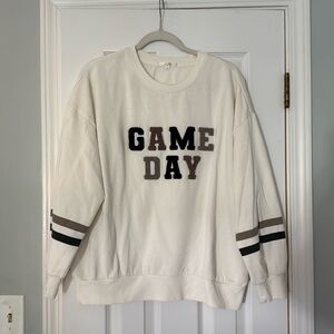 Z Supply Cream Sweatshirt with "Game Day" Appliqué Size small